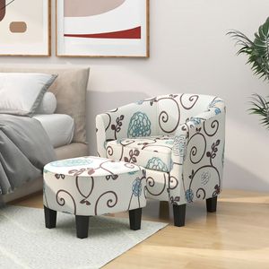 Set Moderno di Poltrona e Pouf Imbottiti in Tessuto, Arredamento per Soggiorno in 2 Pezzi - Product Image 6