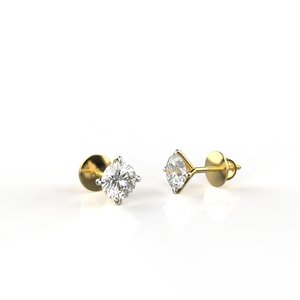Classic Round Brilliant Diamond Stud <b>Earrings</b> 18K Gold Plated Claw Setting Women's <b>Fine</b> Jewelry - Product Image 3