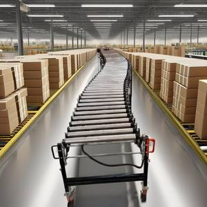 สายพานลำเลียงแบบลูกกลิ้งแบบถ่วงน้ำหนักมีความยืดหยุ่นใช้มอเตอร์แบบพกพาระบบขนส่งล้อสำหรับรถบรรทุกบรรทุกบรรทุกบรรทุกลง - Product Image 2