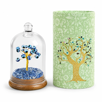 Arbre en cristal œil porte-bonheur sous cloche en verre avec coffret cadeau haut de gamme – Feng Shui, protection, porte-bonheur, décoration intérieure