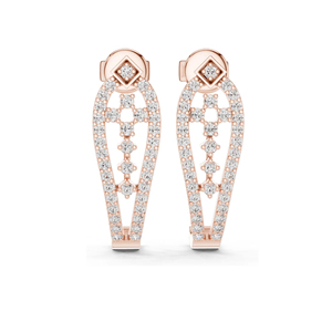 ZAWO HOUSE for Certified Gold Plated Silver Lab Grown Brilliant Cut Diamond <b>Stud</b> <b>Earrings</b> Unique Modern <b>Chain</b> Design Wedding - Product Image 2
