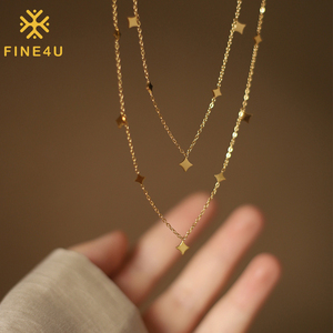Collana da Donna Stile Classico <span class=keywords><strong>con</strong></span> Ciondolo a Stella, Catena <span class=keywords><strong>in</strong></span> Acciaio Inossidabile Placcato <span class=keywords><strong>Oro</strong></span>, Non Sbiadisce, Ideale per Regali e Occasioni Speciali - Product Image 1