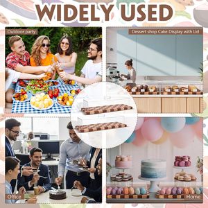 Natural Checked Wooden Serving Tray With Clear Acrylic Cover Food Display Platter For Snack Fruit <b>Hotel</b> <b>Supply</b> Wholesale - Product Image 3