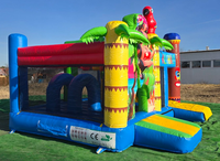 Château gonflable tropical combiné avec toboggan pour enfants, certifié CE, garantie 3 ans, capacité 500 kg
