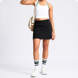 Jupe de performance taille haute pour femme de pickleball, style sportif, mini, avec fente latérale, color block, tissée, respirante, 100% été - Product Image 1