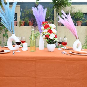 Orange Plain Dyed Cotton Woven Eco-Friendly Washable Modern Solid Color <b>Table</b> <b>Cover</b> Outdoor Customized for Hotels and Parties - Product Image 3