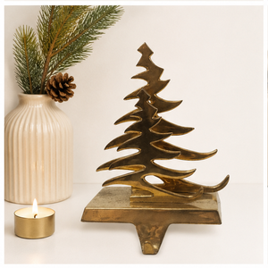 Custom Modern Luxury Solid Brass Double Christmas Tree <b>Stocking</b> <b>Holder</b> Heavy Duty Weighted Mantel Hanger Holiday Fireplace Decor - Product Image 4