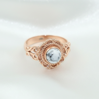 Bague Bohème Florale Vintage Faite à la Main en Argent Sterling 925 avec Opale Dendrite Naturelle, Bijou Tendance pour Femme, Cadeau Élégant pour Elle