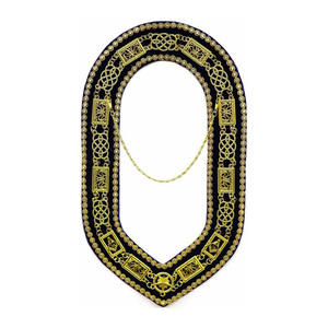 Collar Masónico al por Mayor con Eslabones de Metal Dorado y Terciopelo Negro, Regalia de Logia Azul, Accesorio Personalizado para Regalia de Logia - Product Image 1