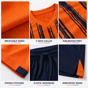 Conjunto de Uniforme de Fútbol Personalizado de Talla Grande, Transpirable, para Liga de Verano, Camiseta y Pantalones Cortos Sublimados, Secado Rápido, Ropa Deportiva OEM - Product Image 4