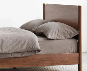 Solid Wood Queen <b>Bed</b> Frame Minimalist Design Teak Wood Natural Finish Round Legs Handmade Bedstead - Product Image 3