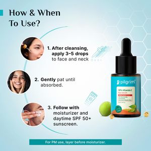 Suero con 10% de Vitamina C Pilgrim - 1.01 fl oz (30 ml) para una Piel Radiante con 5% de Niacinamida, Ácido Hialurónico y Ácido Glicólico - Product Image 6