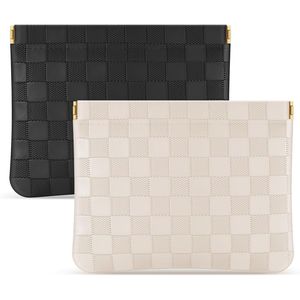 2 pezzi di borse cosmetiche portatili in pelle per donna, borsetta a quadretti con portamonete e porta rossetto - Product Image 1