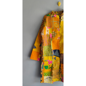 Veste kimono matelassée patchwork pour femme, manches longues, col en V, style robe tissée, pour le printemps et l'automne, cadeau pour elle - Product Image 4