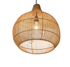 Artisan Woven Natural Rattan Lampshade Creative Straw Hanging Chandelier Cover Minimalist Gourd Pendant <b>Light</b> Shade Kitchen Isla - Product Image 3