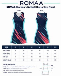 Vestido de Netball Personalizado en Azul Marino, Aqua y Coral, Sublimado, para Mujer, Sin Mangas, Cuello en V, Secado Rápido, Uniforme Deportivo de Alto Rendimiento - Product Image 4