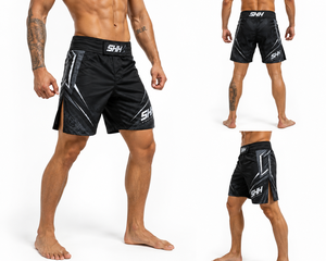 SHH Industries Custom Front Stretch Eco-Friendly Breathable MMA <b>Shorts</b> Men Black Fight Gear BJJ Grappling <b>Kickboxing</b> Training - Product Image 3