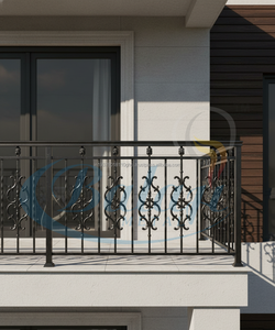 Rampe d'escalier de balcon moderne en fonte robuste sans cadre, finition sablée gris poli, résistante à l'eau et à la rouille, Handra... - Product Image 2