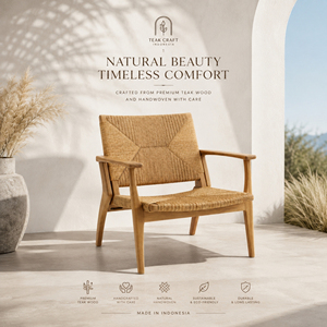 Sillón de Descanso de Cuerda de Teca Personalizado, Silla de Madera de Grado Comercial para Hotel, Villa, Resort, Compradores FCL, Fábrica en Indonesia - Product Image 1