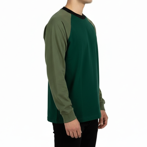 Camiseta de Manga Larga con Cuello Redondo y Manga Raglán para Hombre, Tejido de Punto, Estilo Casual, Corte Regular, Color Sólido - Product Image 4