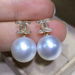 Boucles d'oreilles pendantes haut de gamme en argent sterling 925, comparables aux perles naturelles blanches australiennes de 11 à 12 mm - Product Image 2