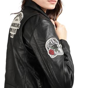 Veste en cuir d'agneau véritable pour femme, style zippé, vente en gros - Product Image 3