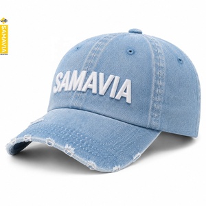Gorra de Béisbol Casual de Mezclilla Desgastada Samavia, Gorra de 7 Paneles Personalizada para Béisbol y Sóftbol, Venta al Por Mayor - Product Image 1