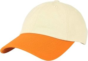 Casquette de baseball 6 panneaux beige et orange contrastée, ajustable, unisexe, décontractée, en sergé uni, taille adulte - Product Image 6