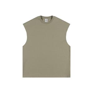 Camiseta sin mangas de punto para hombre, talla grande, estilo urbano, holgada, color tierra sólido, 180g, de marca de moda, Colección Primavera/Verano 2026 - Product Image 2