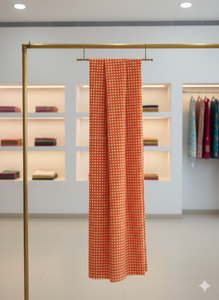 Tissu en coton tissé léger, absorbant l'humidité, respirant, biologique, écologique, imprimé de motifs indiens de couleur orange - Product Image 3