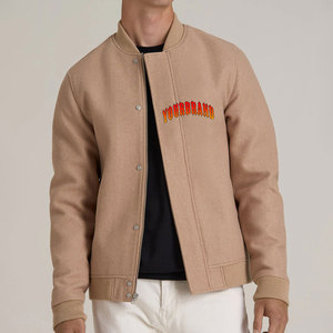 เสื้อแจ็คเก็ตหนังแท้แบบ Letterman สำหรับผู้ชาย ผ้าขนสัตว์ คอตั้ง ปักโลโก้ตามสั่ง สีตามสั่ง ผ้าเนื้อบางเบา สำหรับฤดูหนาว - Product Image 1