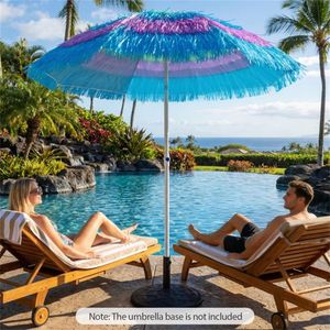 Ombrellone da Esterno Tropicale Multicolore da 1,8 m con Pulsante di Inclinazione e Base, Stile Tiki in Paglia - Product Image 2
