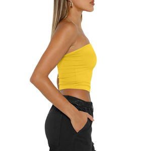 Top Tubo Clásico para Mujer, Sin Tirantes, Corto, para Fiestas y Eventos, Estilo Atrevido, Fácil de Combinar, Color Amarillo, Suave, Precio Económico, OEM - Product Image 3