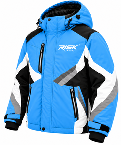 Veste de ski imperméable coupe-vent bleu noir blanc, parka d'hiver pour activités de plein air, manteau de sport de neige à capuche avec logo pour homme - Product Image 3
