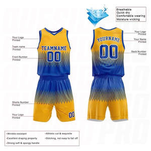 Camiseta de Baloncesto Personalizada Azul y Amarilla, Uniforme Transpirable para Niños y Adultos, Camiseta Deportiva Ligera - Product Image 2