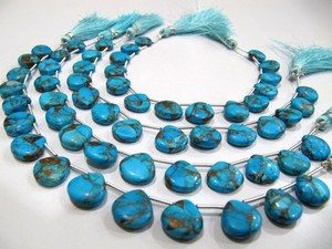 Perles facettées en forme de cœur turquoise huître bleu ciel de 12 mm, brin de 8 pouces de long pour la fabrication de bijoux - Product Image 3
