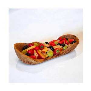 Bol en bois naturel décoratif pour table, bol sur pied pour aliments, fruits, pain ou décoration - Product Image 1