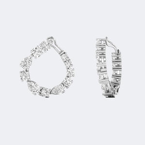 Pendientes de Aro con Diamantes de Forma Mixta de 1.75CTW, Color E, Claridad VVS2, Cultivados en Laboratorio, con Engaste de Puntas, Joyería Colgante para Mujer - Product Image 5