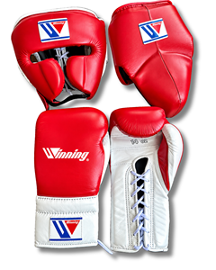 Conjunto de Guantes de Boxeo y Protector de Cabeza Winning, Cuero Negro y Plateado, 16 Oz, con Cordones - Product Image 4