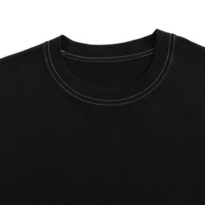 T-shirt personnalisé avec logo brodé, été, 260 GSM, 100% coton, poids lourd, contraste, streetwear, col rond, pour homme - Product Image 3