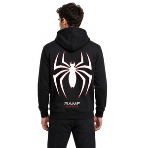 Sweat à capuche d'hiver personnalisé en polyester/coton de haute qualité avec broderie en flock effet toile d'araignée, logo imprimé sur mesure, écologique - Product Image 4