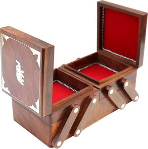 Boîte de rangement extensible en bois artisanale avec doublure en velours, boîte de rangement pour bijoux, boîte de rangement pour fournitures d'artisanat - Product Image 3