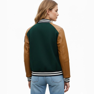 Chaqueta Varsity Verde para Hombre, Nueva, con Mangas de Cuero PU, Logotipo S Bordado y Número 77, Estilo Preppy, para Otoño, Chaqueta de Béisbol - Product Image 4