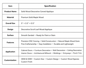 งานแกะสลักไม้ลายดอกไม้สำหรับตกแต่งบ้านและเฟอร์นิเจอร์ครัว - Product Image 4