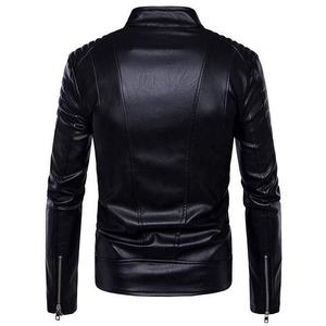 Dernières tendances en matière de vestes en cuir pour hommes, vestes en cuir décontractées pour hommes, col montant, fermeture éclair, manches longues, différentes couleurs, prix bas - Product Image 3