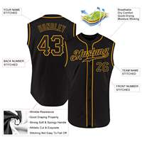 Maillot de baseball sans manches noir et jaune pour homme, avec nom et numéro d'équipe imprimés par transfert thermique, en maille respirante, pour adultes, été