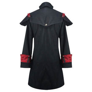 2026 Fashion Steampunk Men's Vintage <b>Gothic</b> Long Coat Black And Red Top Selling Cape Handmade <b>Jacket</b> - Product Image 2