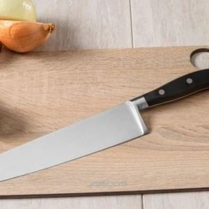 Couteaux de chef noirs à manche argenté avec triple rivet, lame longue et droite pour couper les légumes, la viande et l'utilisation en cuisine - Product Image 5