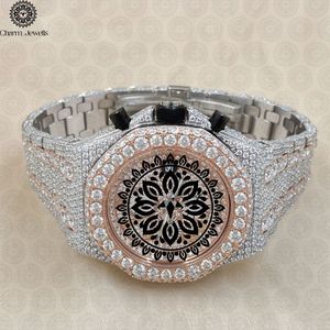 Montre de luxe en acier inoxydable Charm Jewells, boîtier de 40 mm, chronographe, cadran analogique, verre, montre mécanique pour homme, date automatique - Product Image 2