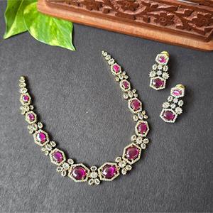 Victorian Ruby Diamond Fine Jewelry Set in 18K White and Rose Gold - Product Image 2